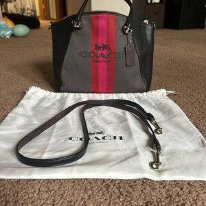 Coach Gray Canvas black leather , Only used 1 time!